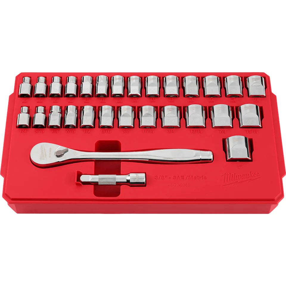 Milwaukee 3/8" Drive 29Pc Metric/SAE Socket Set 48229088 - KIT