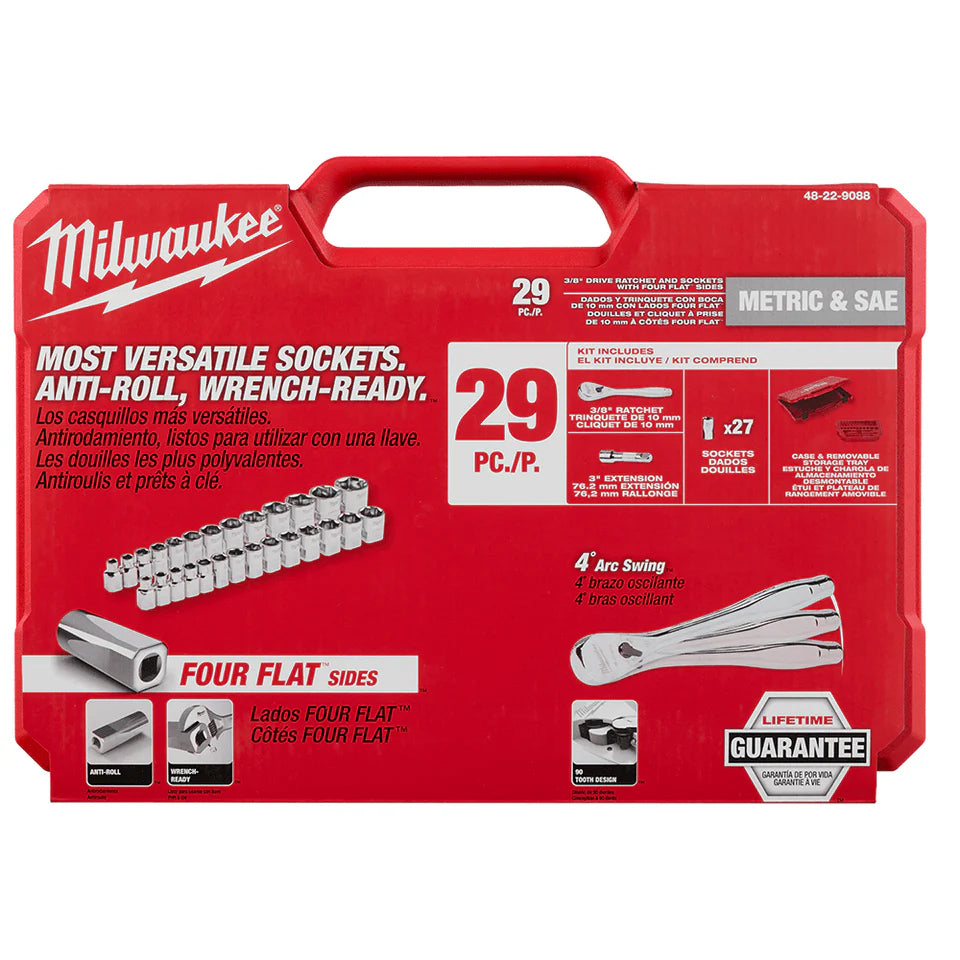 Milwaukee 3/8" Drive 29Pc Metric/SAE Socket Set 48229088 - KIT