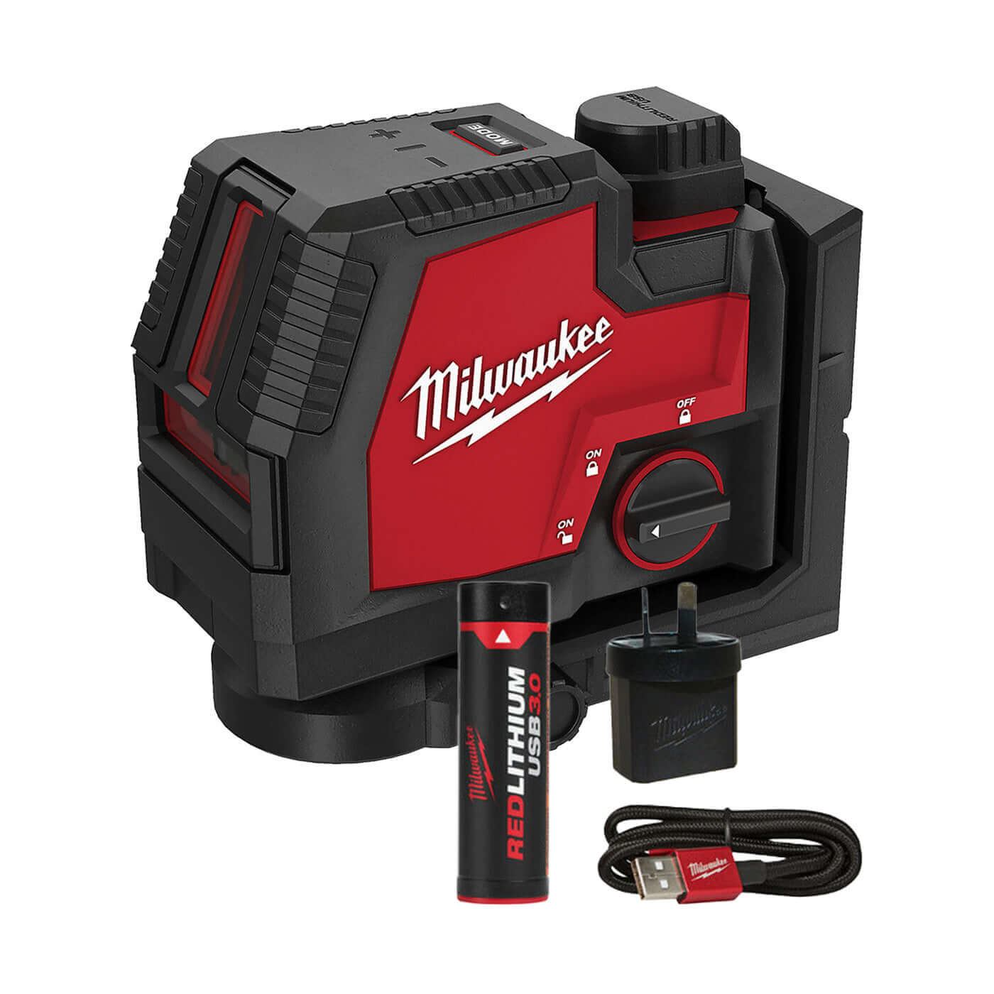 Milwaukee L4 3.0Ah Cross + 2 Plumb Laser L4CPL-301C - KIT