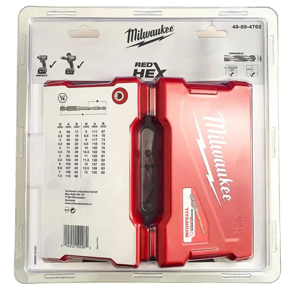 Milwaukee SHOCKWAVE RED HELIX Titanium Drill Bit Set - 25 Pieces