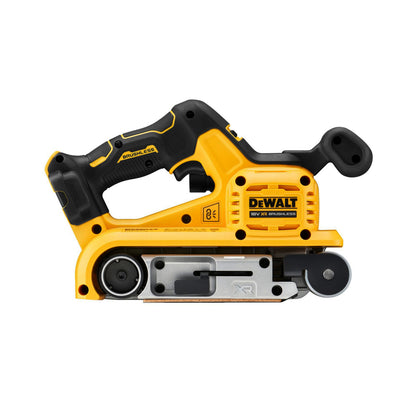 DeWALT 18V XR Brushless 75mm Belt Sander DCW220N-XJ - SKIN ONLY side view showing design and features.