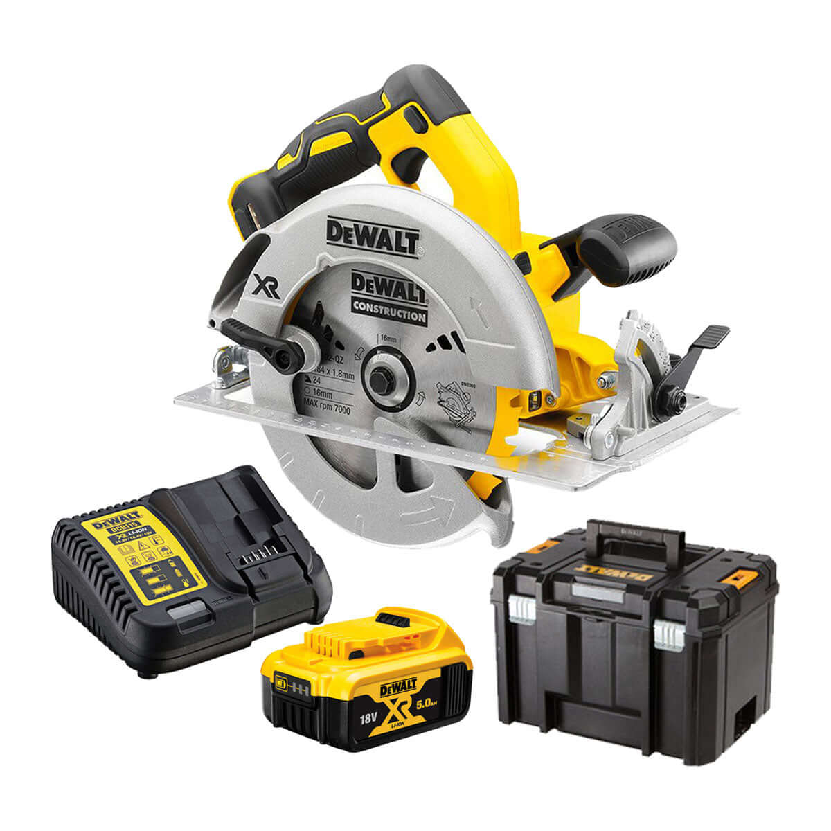 DEWALT 18V XR Brushless Circular Saw 5.0ah Battery Kit DCS570-XE