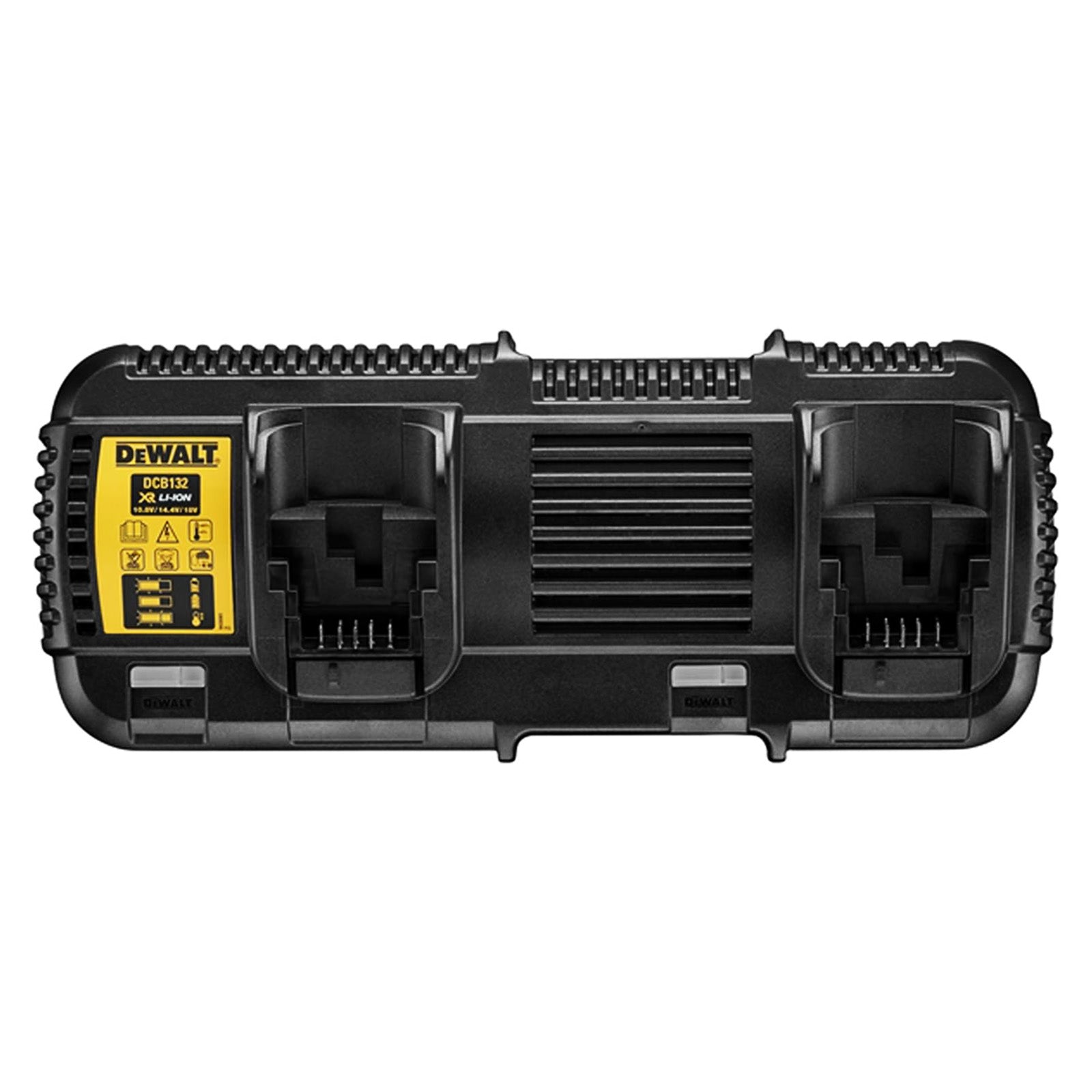 DeWALT 18V/54V Dual Port Charger DCB132-XE - SKIN ONLY front view showing dual charging ports