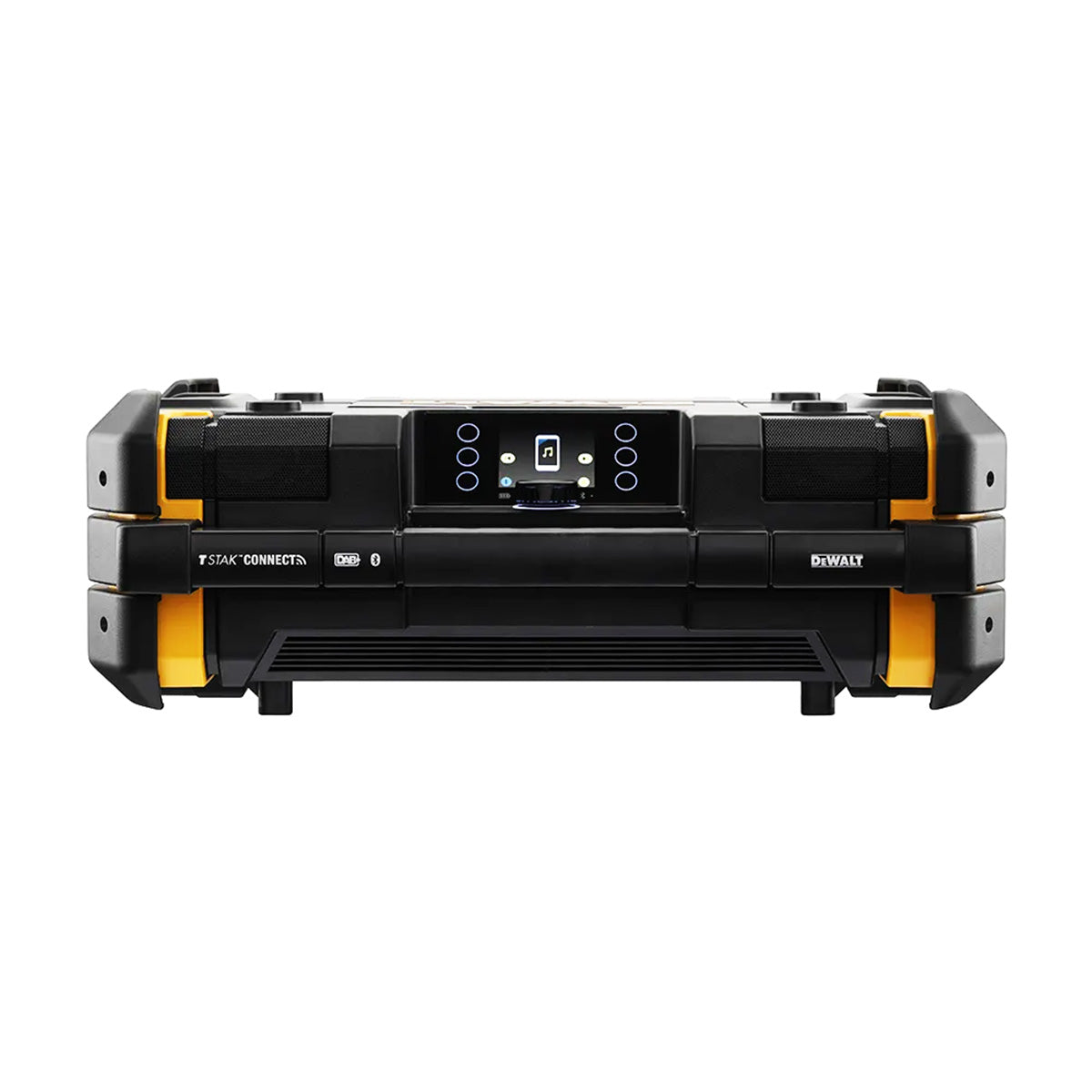 DeWALT 18V TSTAK Radio Charger DWST1-81080 - SKIN ONLY front view showcasing Bluetooth jobsite features.