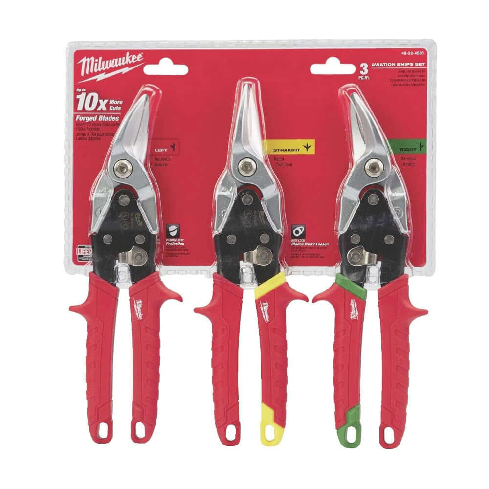 Milwaukee 3 Pieces Tin Snips Set 48224533