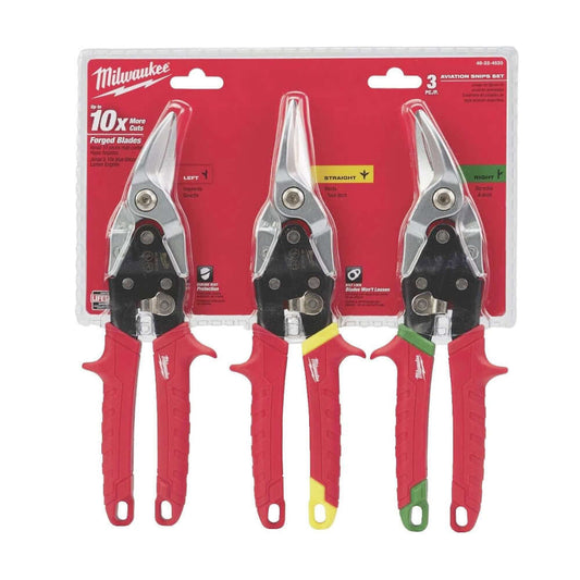 Milwaukee 3 Pieces Tin Snips Set 48224533