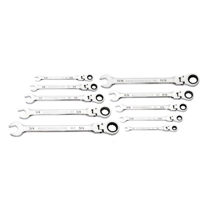 Gearwrench 10-Pc SAE Flex Head Ratchet Set 86758