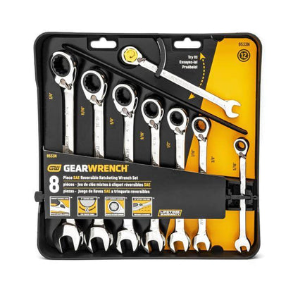 GEARWRENCH 8 Piece SAE Reversible Ratchet Spanner Set 9533N