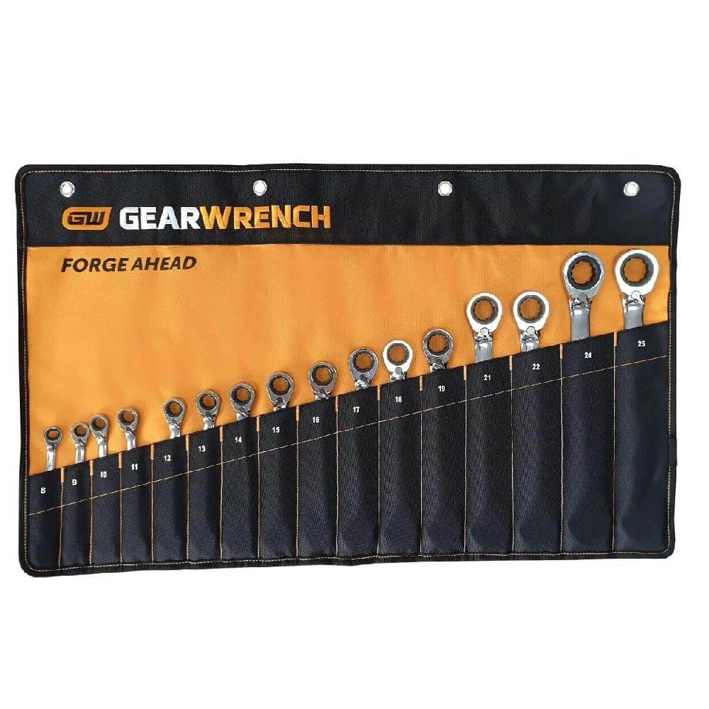 GEARWRENCH Reversible Ratcheting Combination Metric Wrench Set 16 Pce