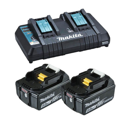 Makita 18V Dual Fast Charger and 5.0ah Battery Combo Set Genuine