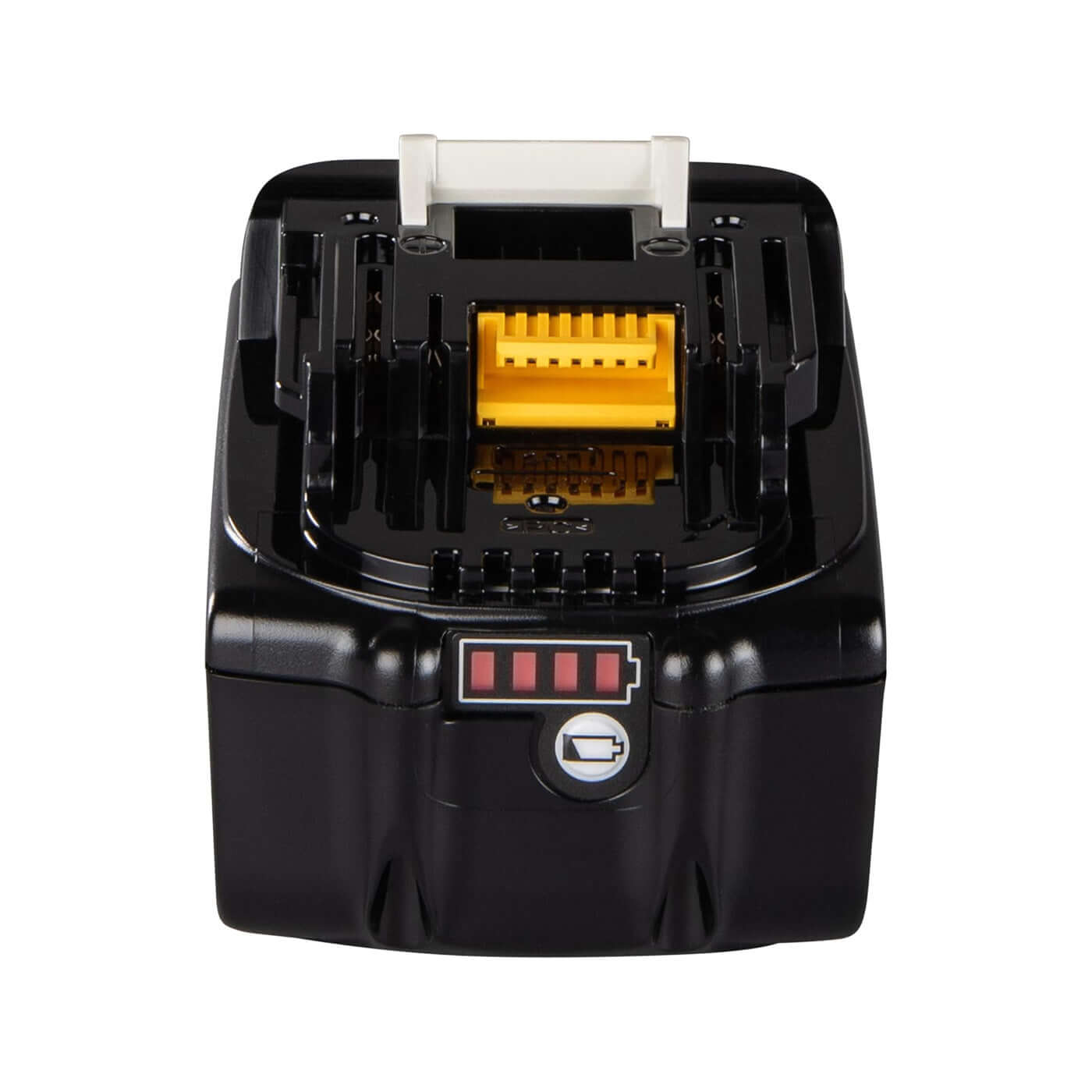 Makita 18V 3.0Ah LXT Lithium-Ion Battery with Fuel Gauge BL1830B showing LED fuel gauge and connector.