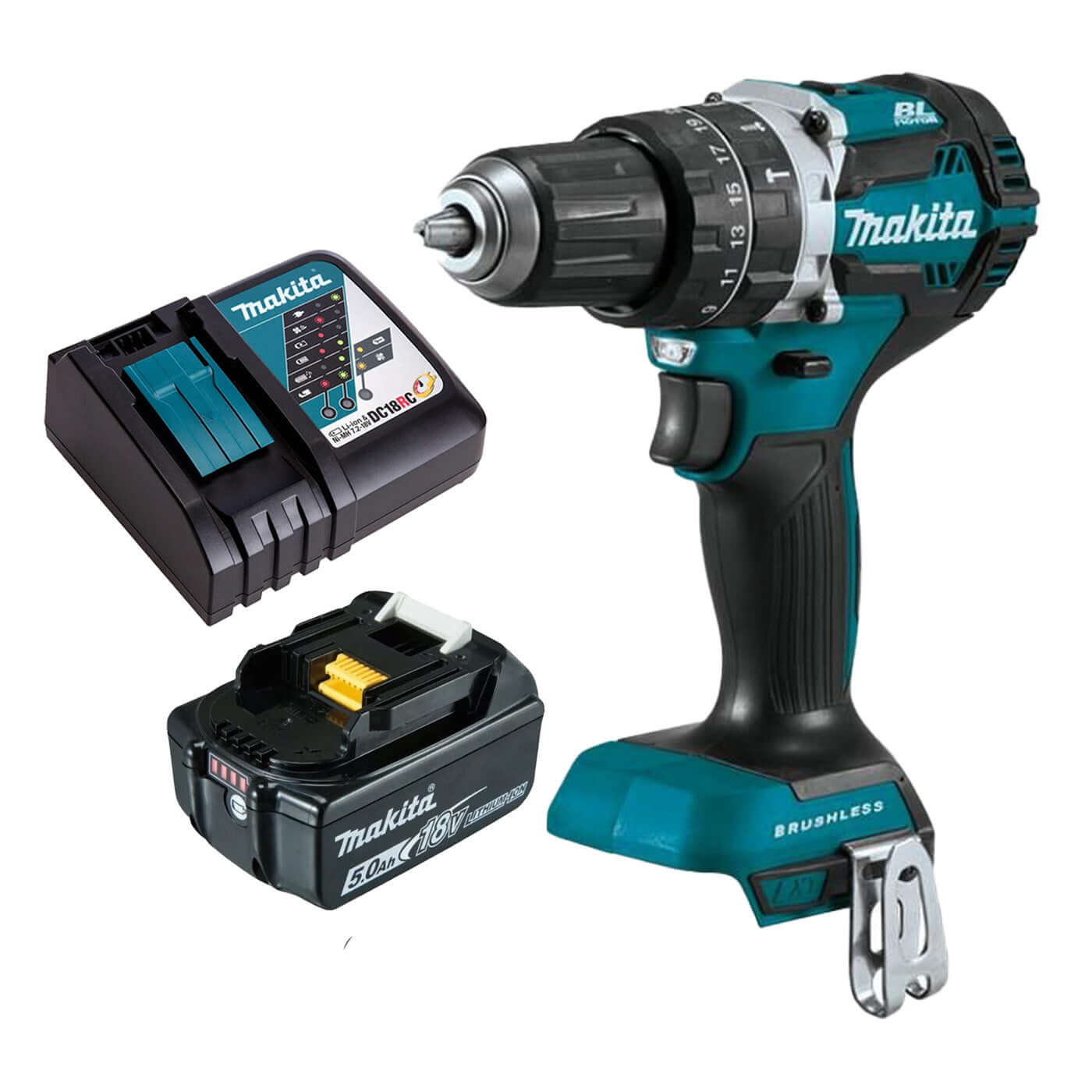 Makita 18V 5.0Ah Brushless Hammer Driver Drill DHP484 - KIT with battery and charger.