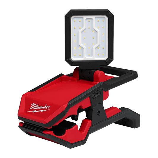 Milwaukee 18V LED Pivoting Area Light M18PAL20 - SKIN ONLY with magnetic base and folding head angle.