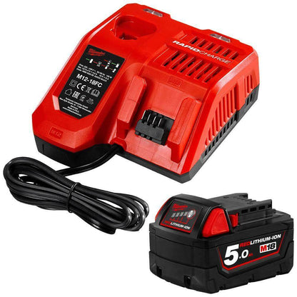 Milwaukee 18V Li-Ion Cordless 5.0ah Battery and Charger Set M18SP-501B