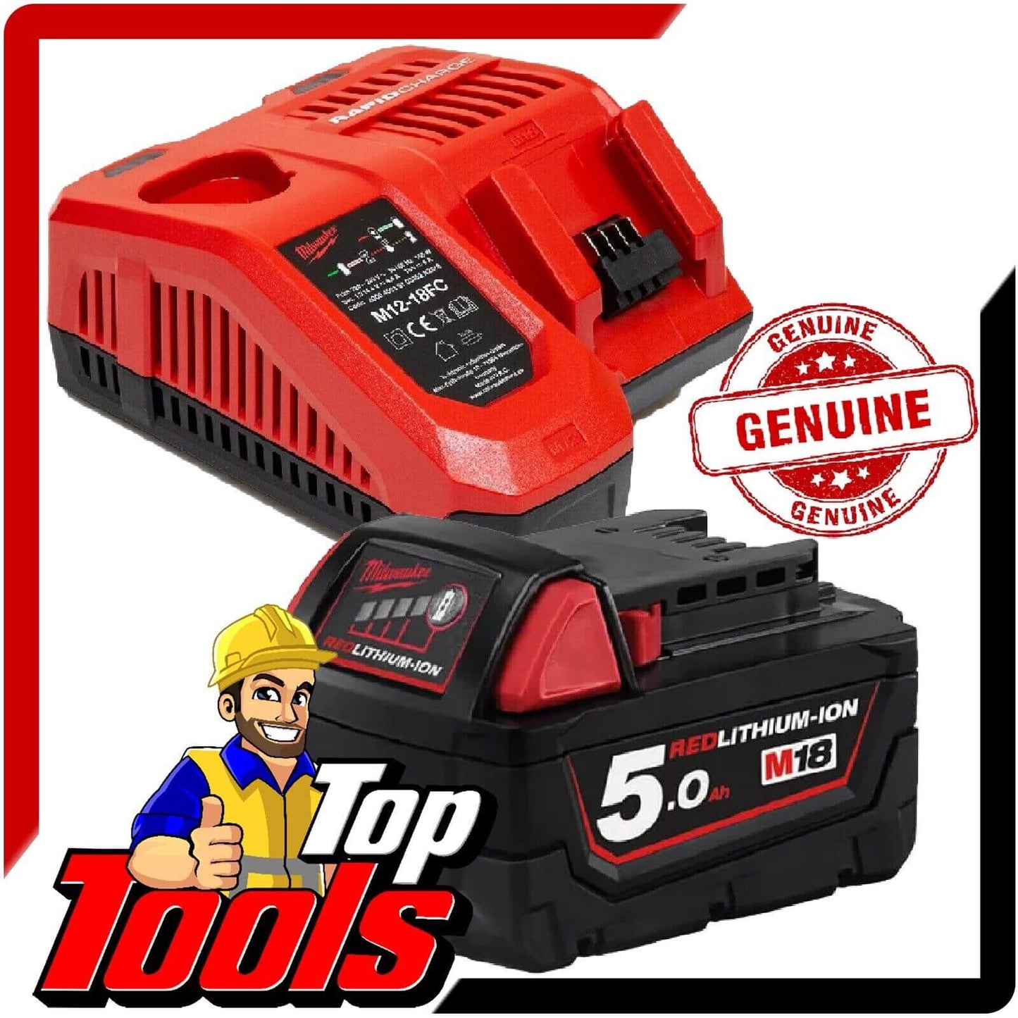 Milwaukee 18V Li-Ion Cordless 5.0ah Battery and Charger Set M18SP-501B