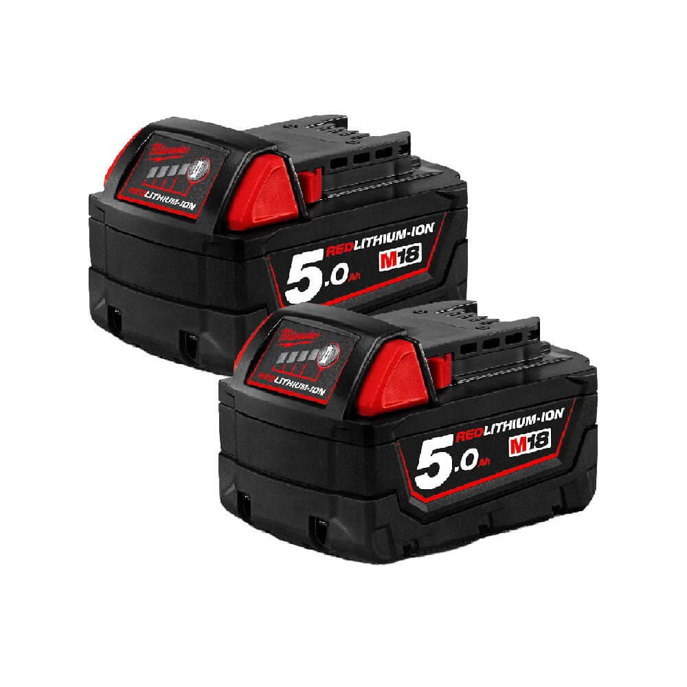 Milwaukee M18B52 18V Li-Ion Cordless 5.0ah Battery Twin Pack