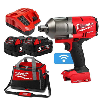 Milwaukee 18V Li-Ion ONE-KEY Impact Wrench 3/4 High Torque 5.0ah Battery Kit M18ONEFHIWF34-501C