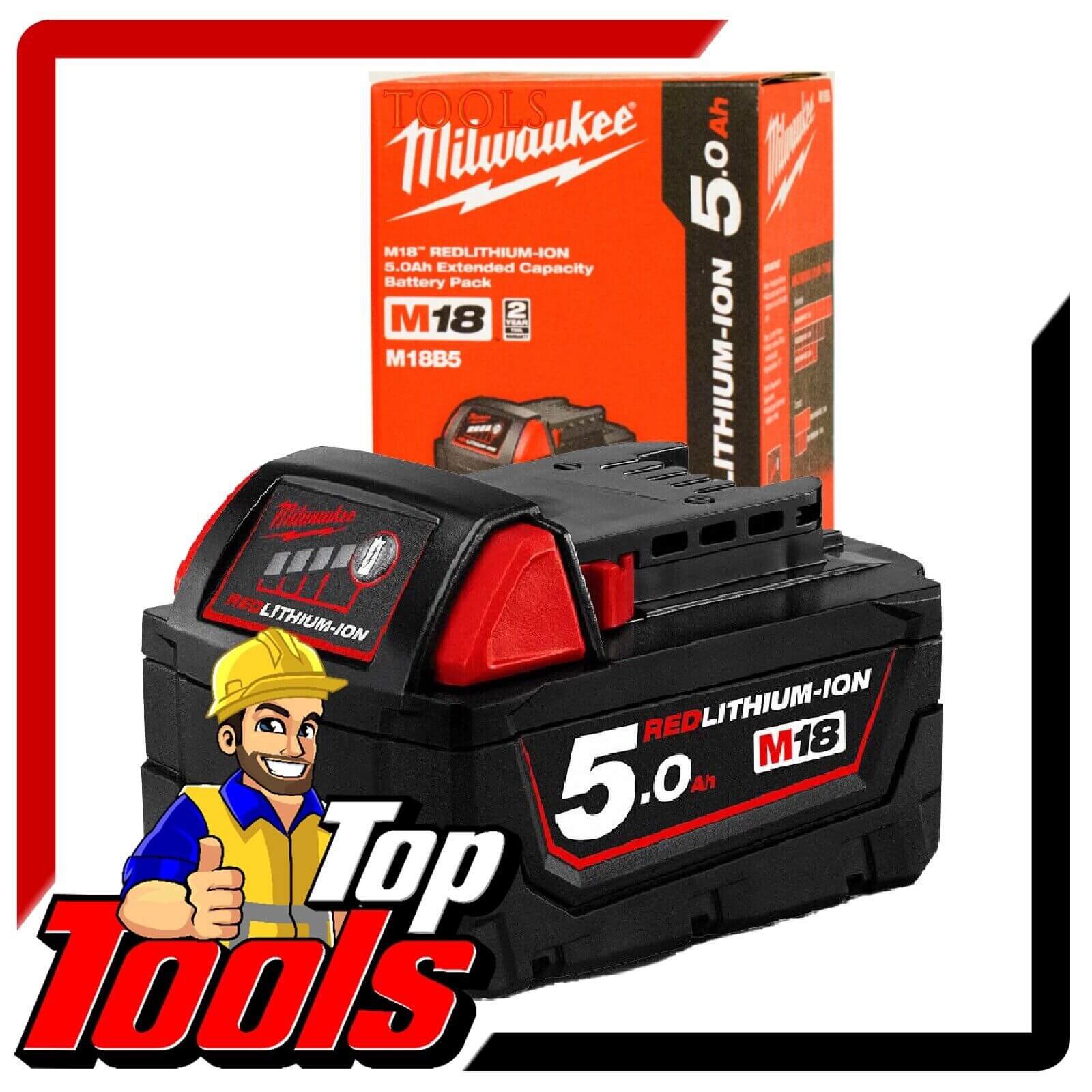 Milwaukee 18V Li-Ion RED LITHIUM 5.0ah Battery M18B5