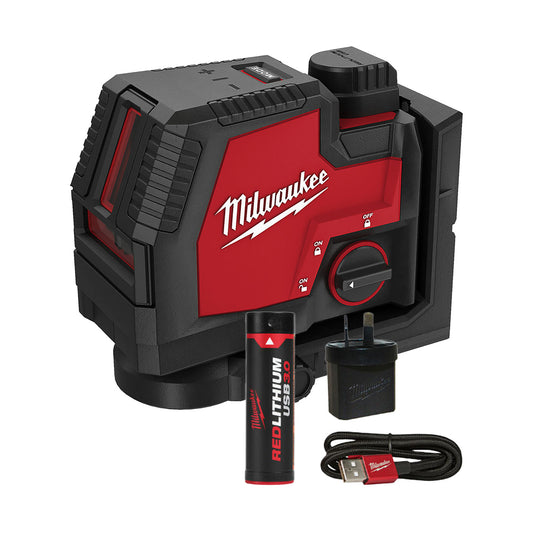 Milwaukee L4 3.0Ah Cross + 2 Plumb Laser L4CPL-301C - KIT