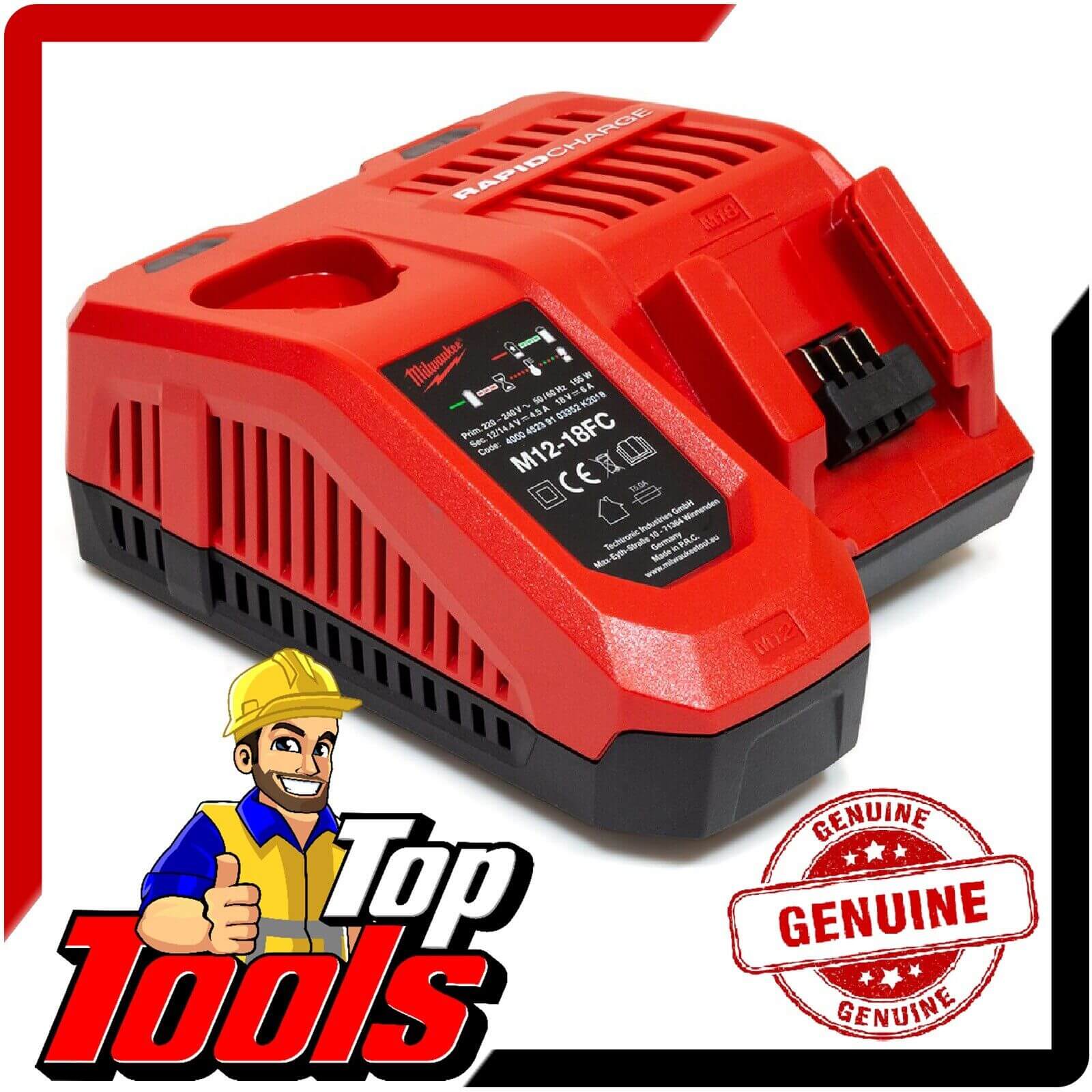 Milwaukee M12-18FC Rapid Fast Charger 40% Faster Charging – Top